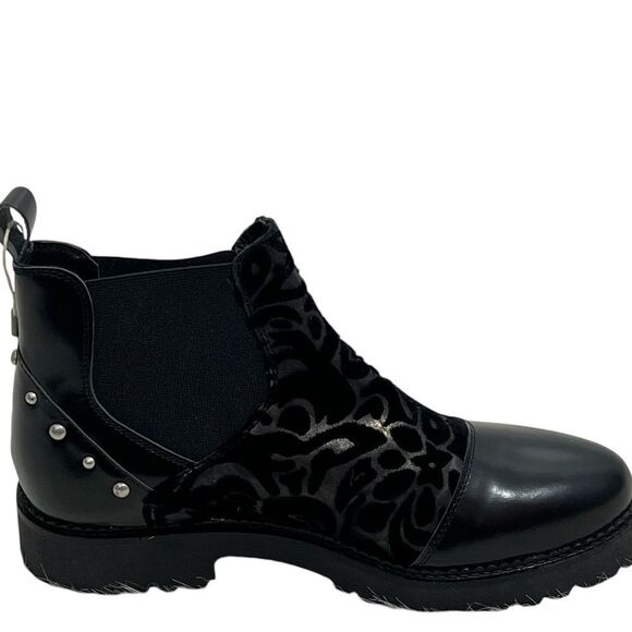 NIB Apepazza Ivonne Black Velvet Flocked Silver Studded  Boot -- EU40 - US 9/9.5 - Picture 4 of 12